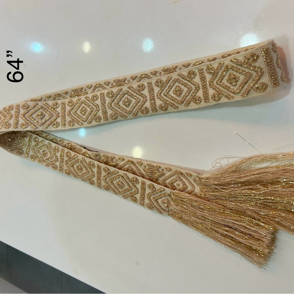 Gold and cream boho tie belt
